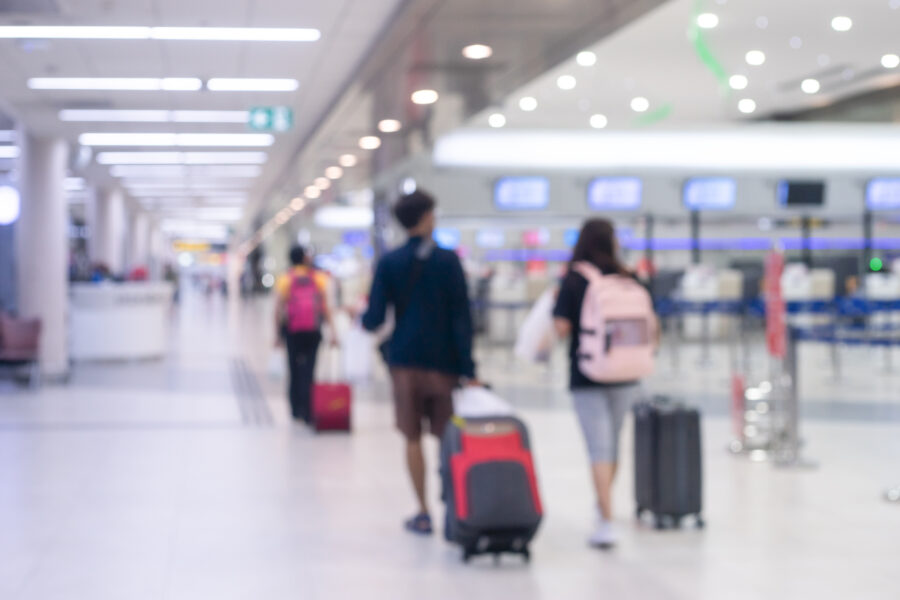 Blur background : Terminal Departure Check-in at airport with bokeh